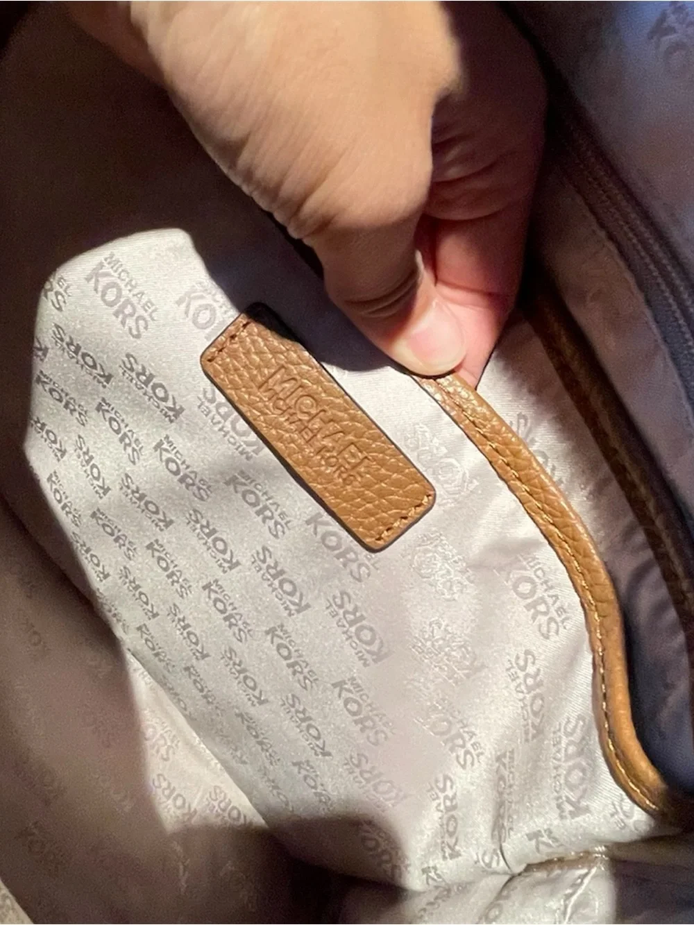 Michael Kors Signature Monogram Logo Canvas Medium Backpack Brown And Tan Gold